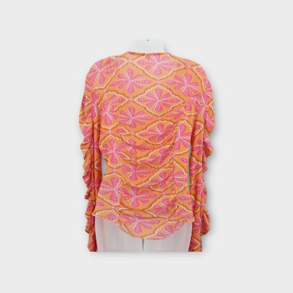 Free People Through The Meadow Top Grapefruit Seltzer Size Large Orange V-Neck - Picture 9 of 10